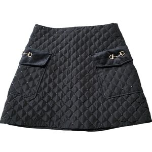 ABEL & LULAKids' Girls Black Diamond-quilted Sequin Skirt Size 14 punk skater